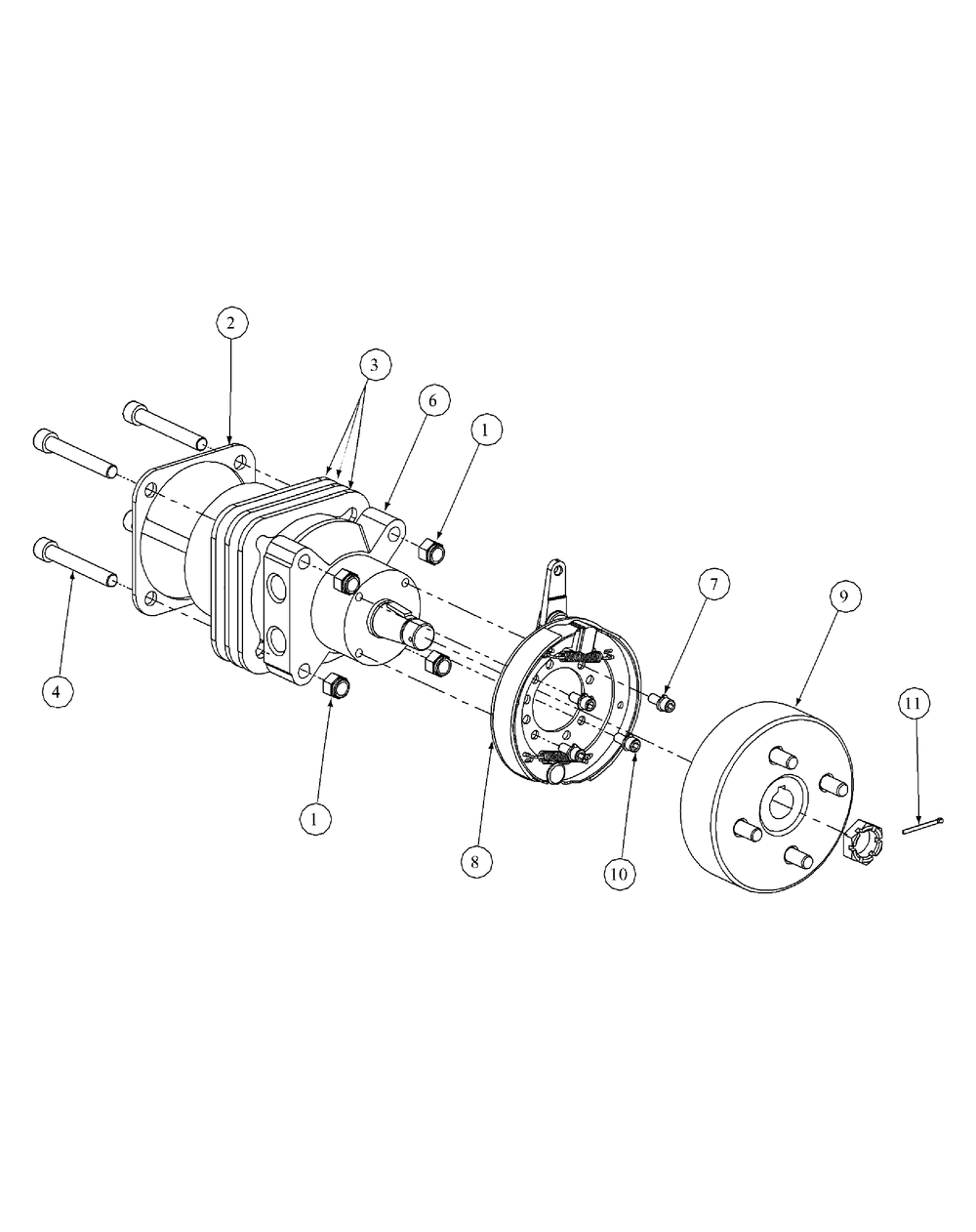 Brake Motor Mount And Hub Diagram and Parts List for M48-KW 53BB5DAV750-19-HP Cub Cadet Lawn Tractor